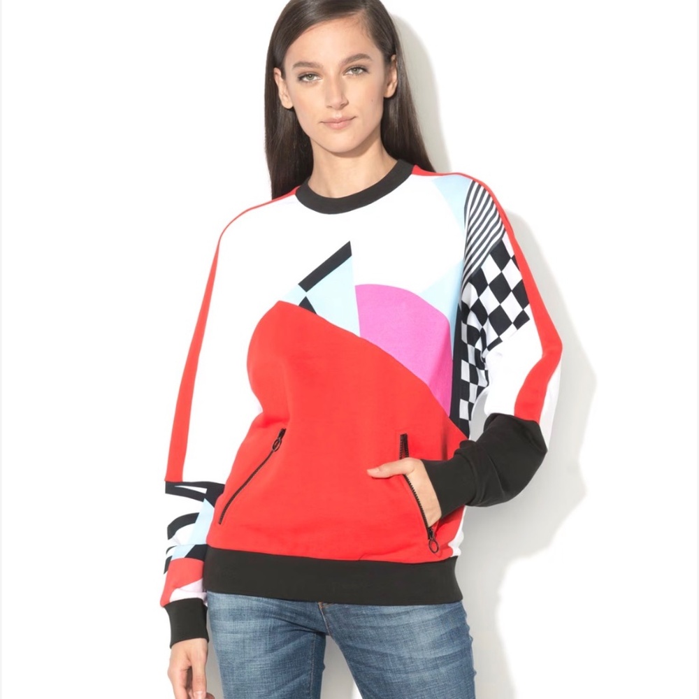 Versace Jeans Damier Multicolor Cotton Graphic Sweatshirt Felpa Milo XXS - Picture 5 of 6